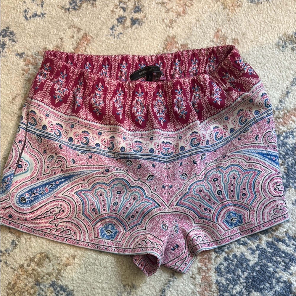 BCBGMaxAzria Red and Blue High Waist Shorts